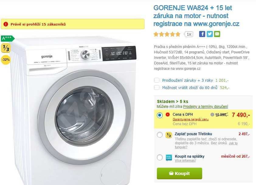Pračka Gorenje, 8kg, 1200 ot., A+++