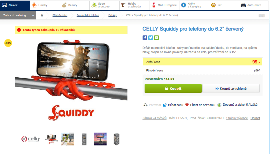 Univerzální flexi držák na mobily Celly, do 6,2"