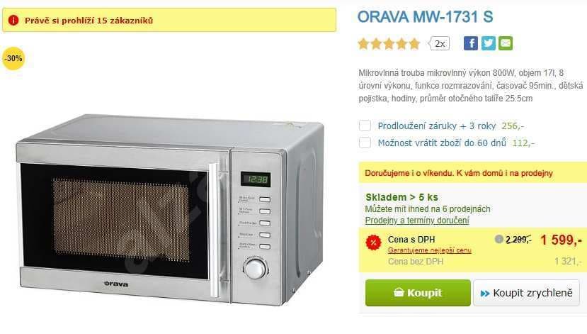 Mikrovlnná trouba Orava, 17l, 25,5cm
