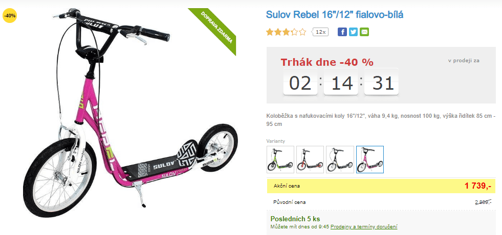 Koloběžka Sulov REBEL, pro dospělé i děti