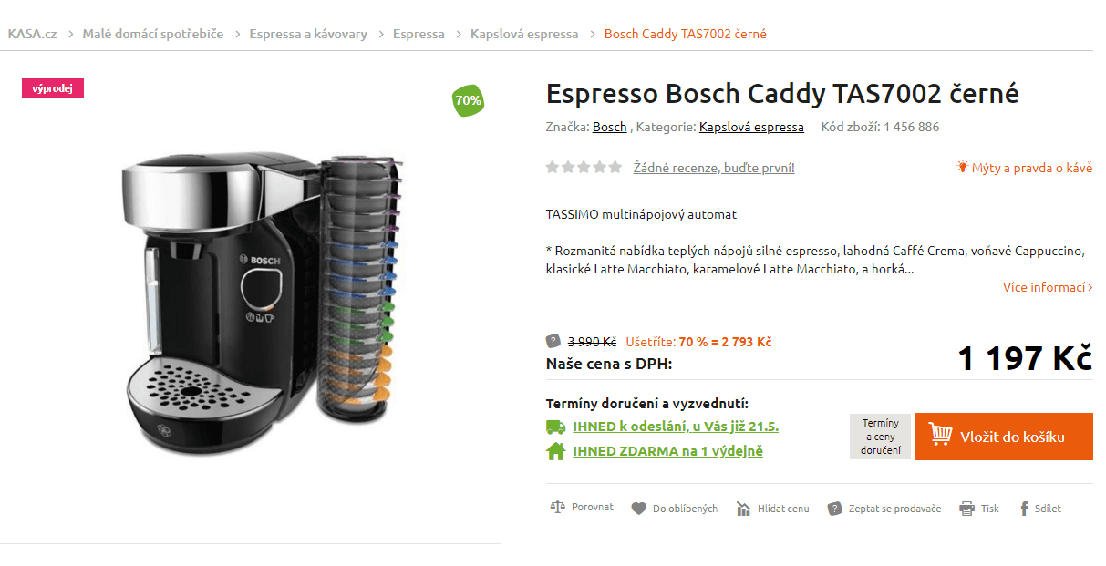 Kávovar na kapsle Bosch Tassimo Caddy