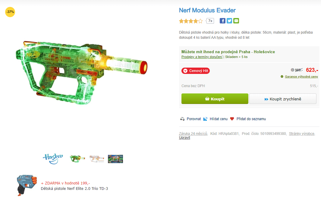 Dětská pistole Nerf Modulus Evader