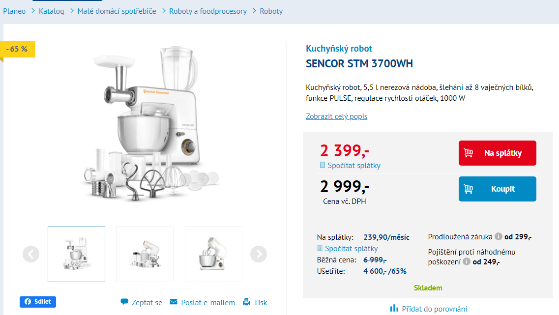 Kuchyňský robot Sencor 3700WH