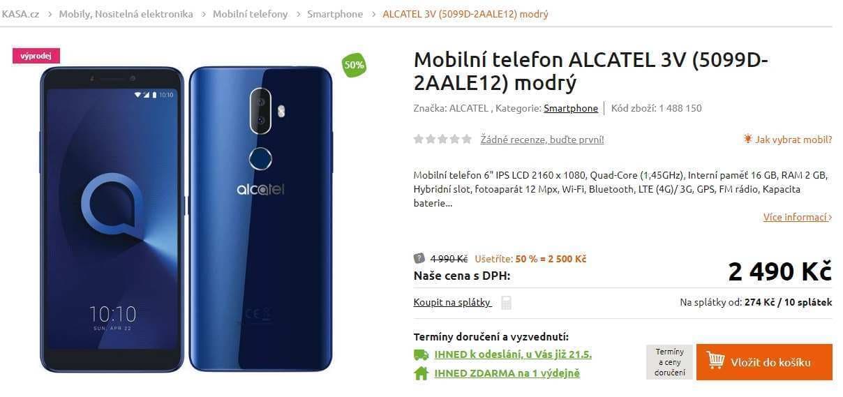 Alcatel, 4x 1,45GHz, 2GB RAM, 6", LTE
