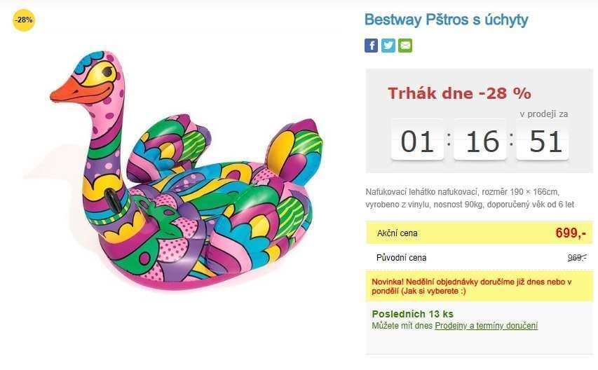 Nafukovací lehátko Bestway Pštros, 190 cm