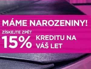 15% z ceny letenek zpět