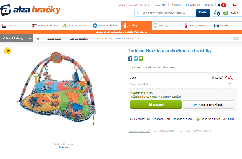 Hrazda s podložkou a chrastítky Teddies