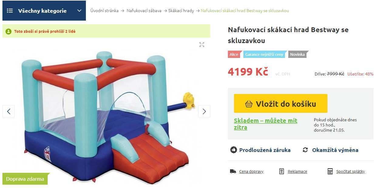 Skákací centrum Bestway, skluzavka, 2,5m