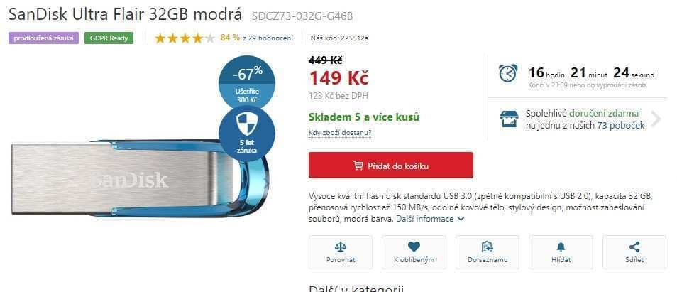 USB 3.0 flash disk SanDisk Ultra, 32GB