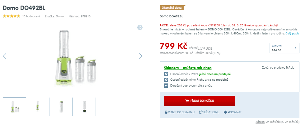 Smoothie mixér Domo, 3 láhve