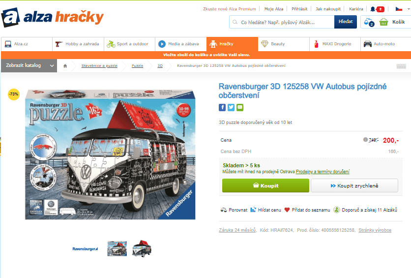 3D puzzle Ravensburger VW Autobus