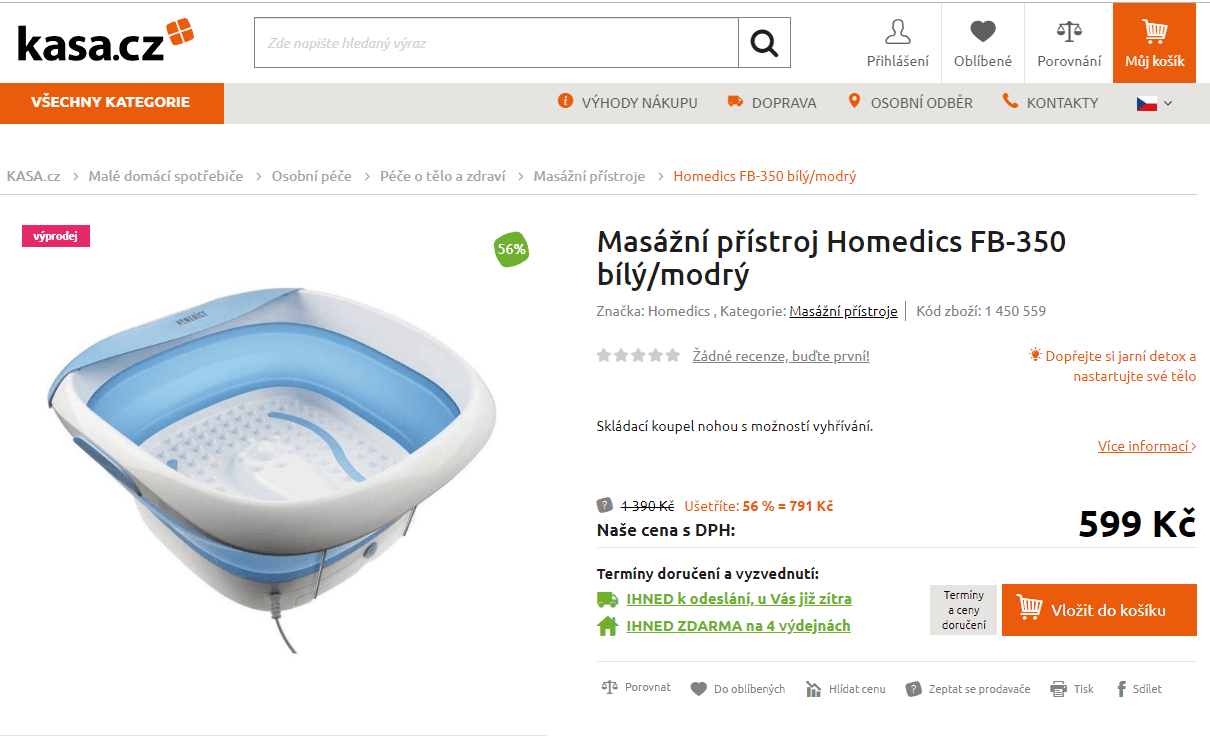 Bublinková masáž na nohy Homedics