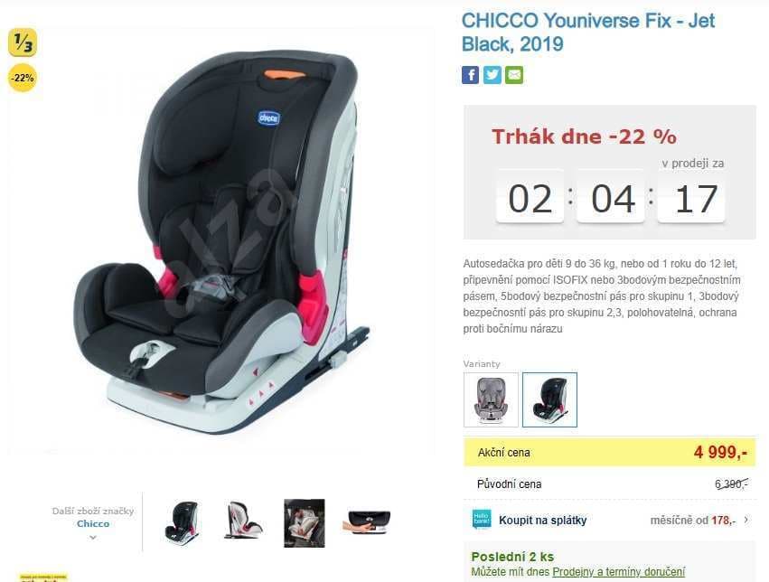 Autosedačka Chicco, 9-36kg, isofix x pásy