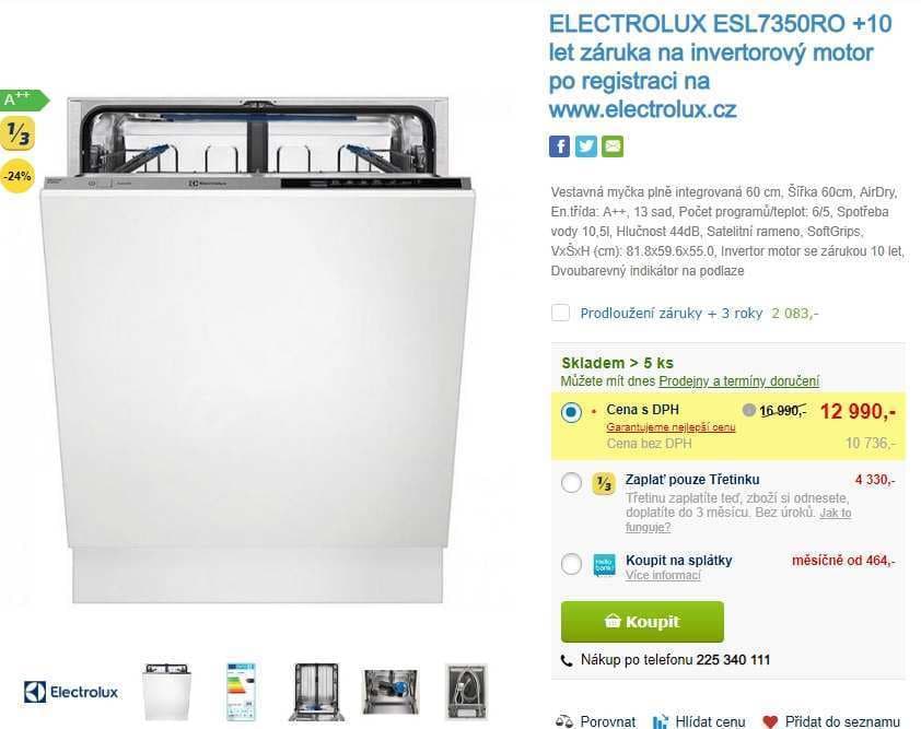 Myčka Electrolux, 13 sad, A++, technologie
