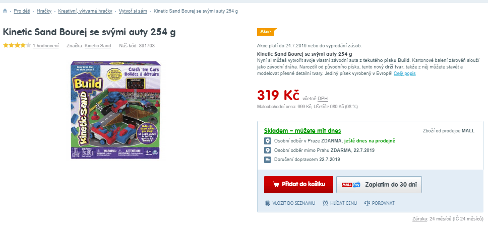 Kinetic Sand Bourej se svými auty 254 g