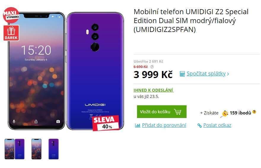 Mobil UMiDIGI, 8x 2GHz, 4GB RAM, 6,2"