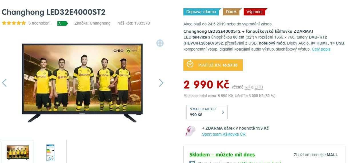 HD ready LED TV, 80cm, T2, Changhong 