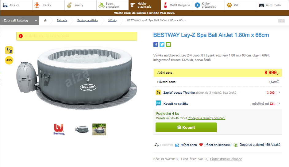 Vířivka BESTWAY Lay-Z Spa Bali, 1,8 metru
