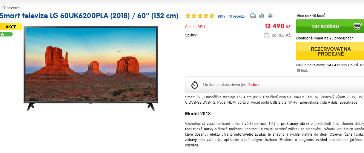 Ultra HD TV, HDR, Smart, 152cm, LG