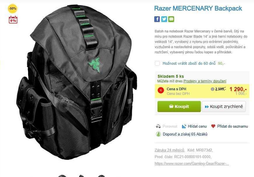 Batoh  na notebook Razer MERCENARY, 14"