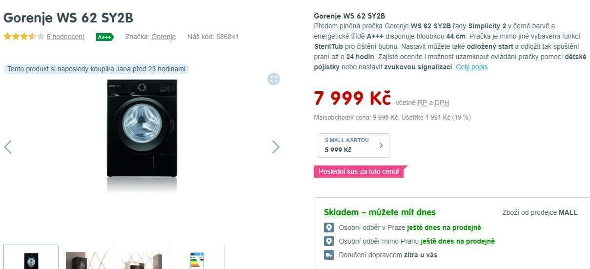 Pračka Gorenje, 6kg, 1200 ot., A+++