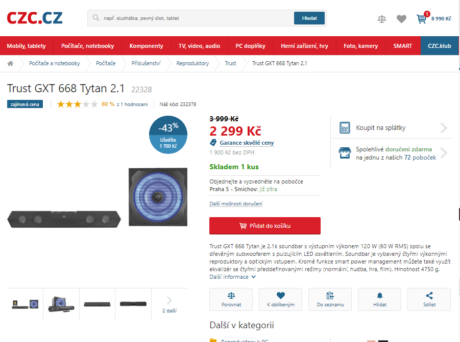 2.1k soundbar Trust GXT 668 Tytan, 120W