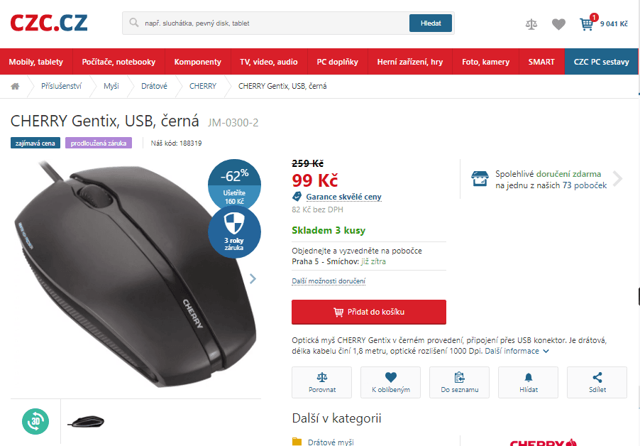 Optická myš Cherry Gentix, USB