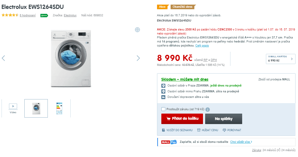 Electrolux, 6kg, 1200 ot., A+++, 38cm