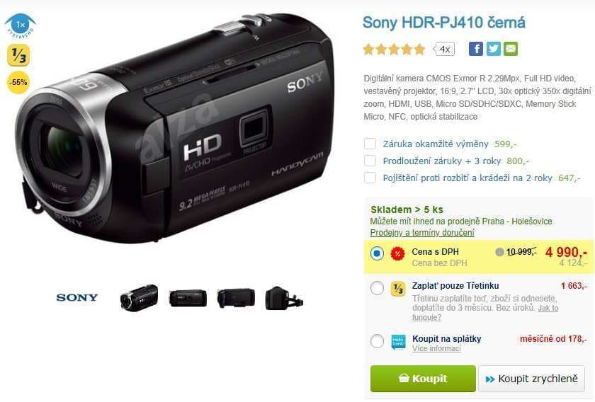 Full HD handycam Sony s projektorem