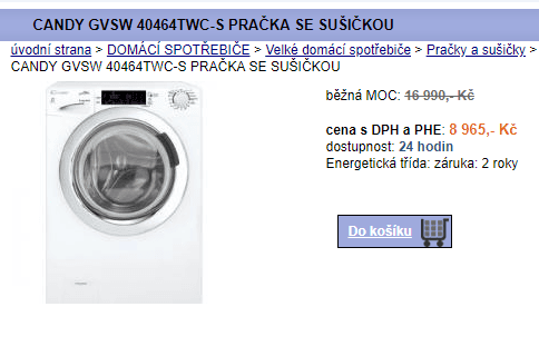 Pračka se sušičkou Candy, 6/4kg, 1400, NFC