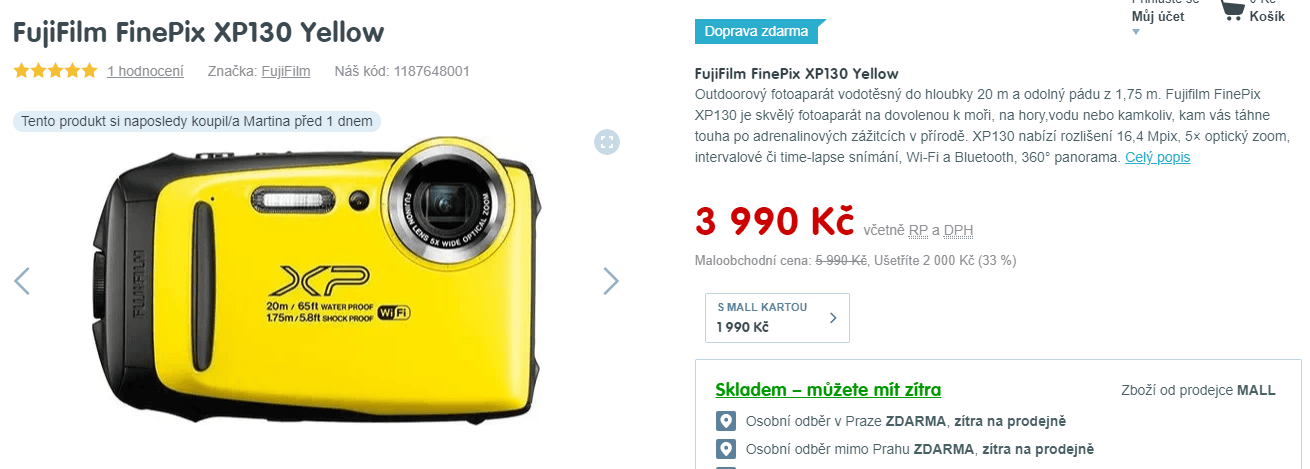 Fujifilm, 16MPx, odolný, Wifi, stabilizace