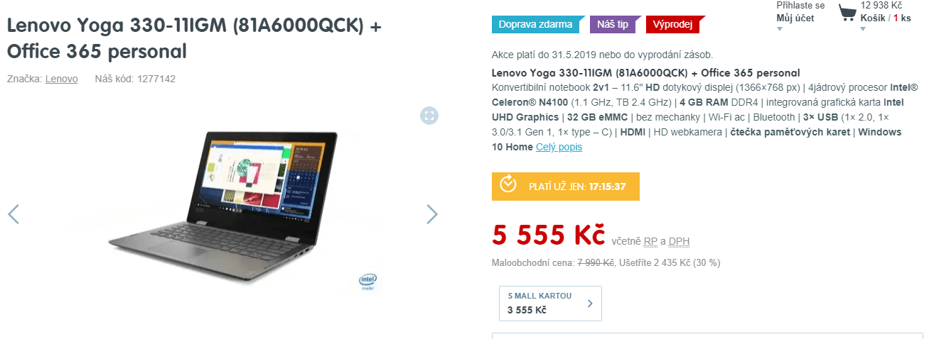 Ntb, tablet Lenovo, až 2,4GHz, 4GB RAM, 11,6"