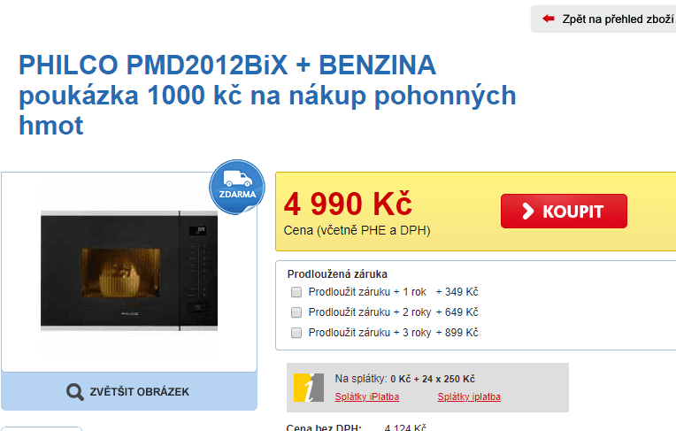 Vestavná mikrovlnná trouba, gril Philco