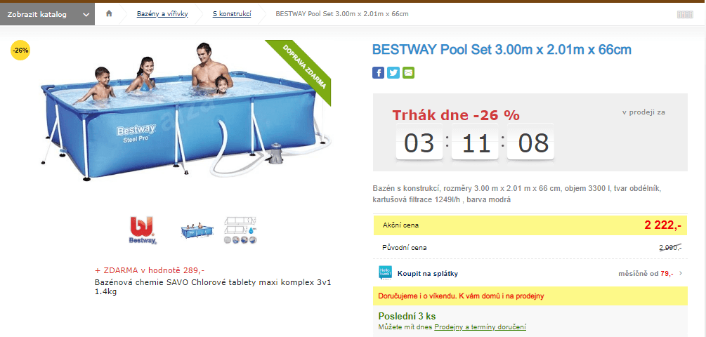 Bazénový set s konstrukcí 3x2x066m + filtrace