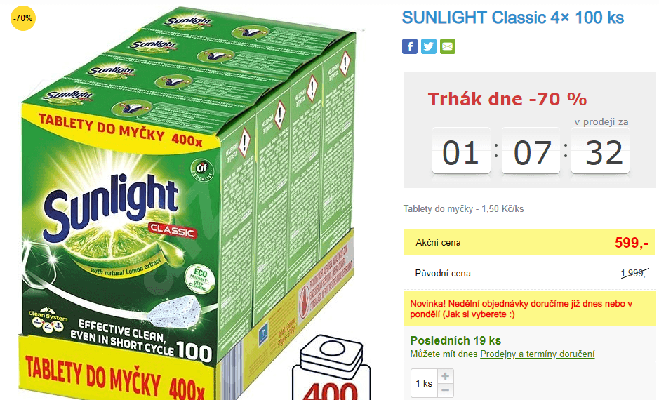400 tablet do myčky SUNLIGHT Classic 