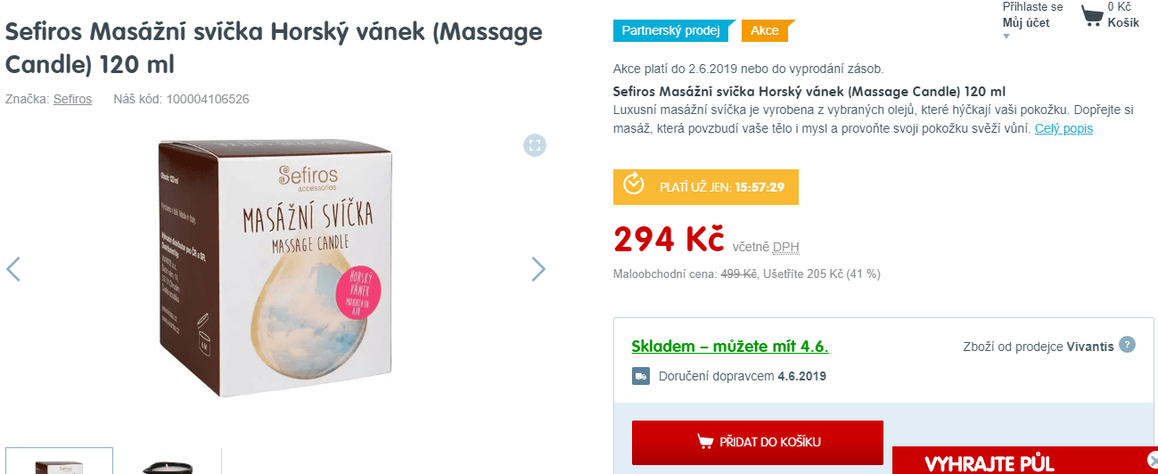 Masážní svíčka Sefiros Horský vánek 