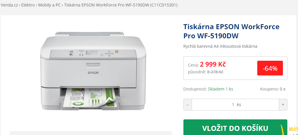 Ink. barevná tiskárna Epson, Wifi