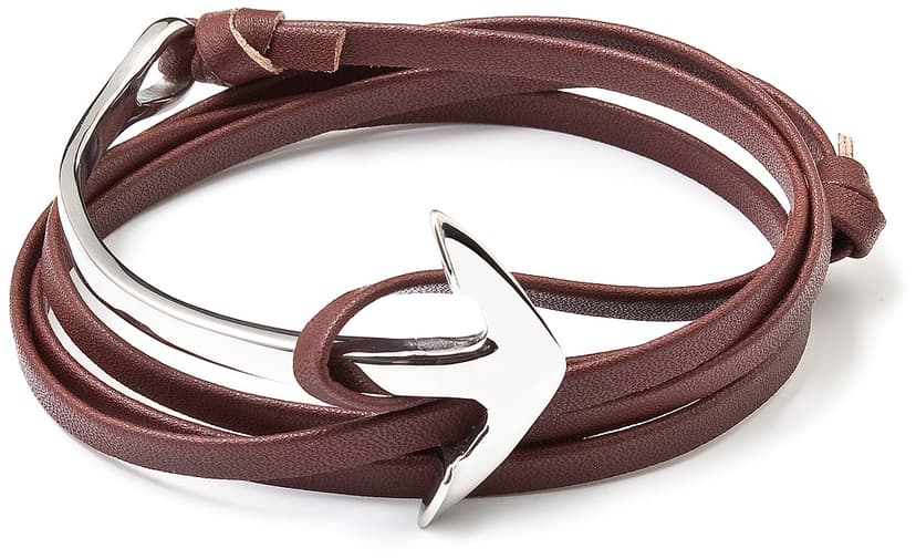 Kožený náramek se stříbrnou kotvou