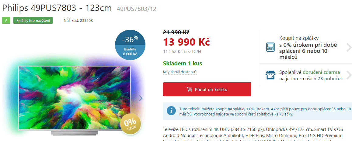 4K Smart TV, Ambilight, HDR, 123cm, Philips
