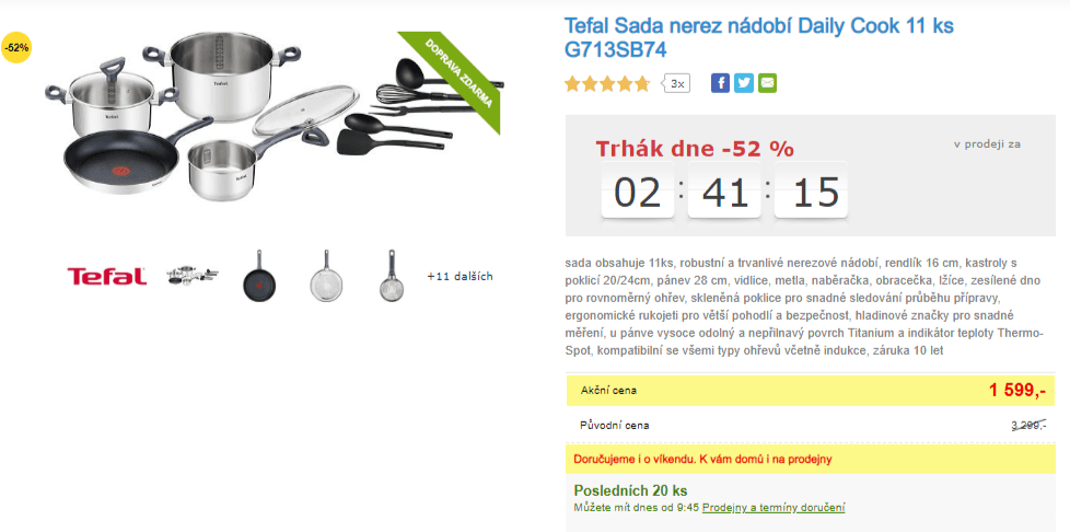 11 dílný set  nádobí Tefal, indukce