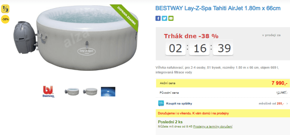 Nafukovací vířivka pro 4 Z-Spa Tahiti, 1,8m