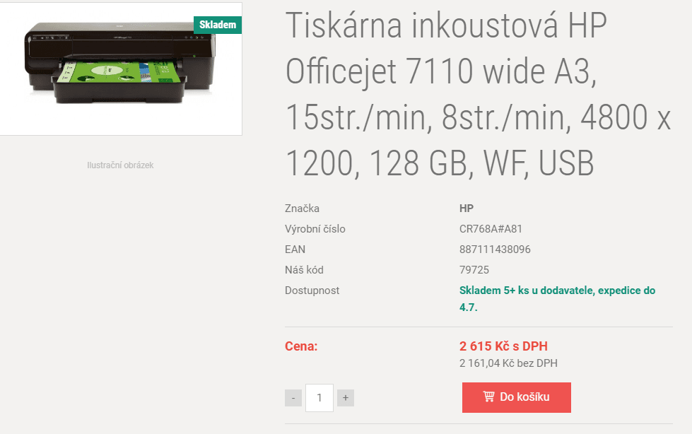 Ink. barevná tiskárna HP, Wifi, A3