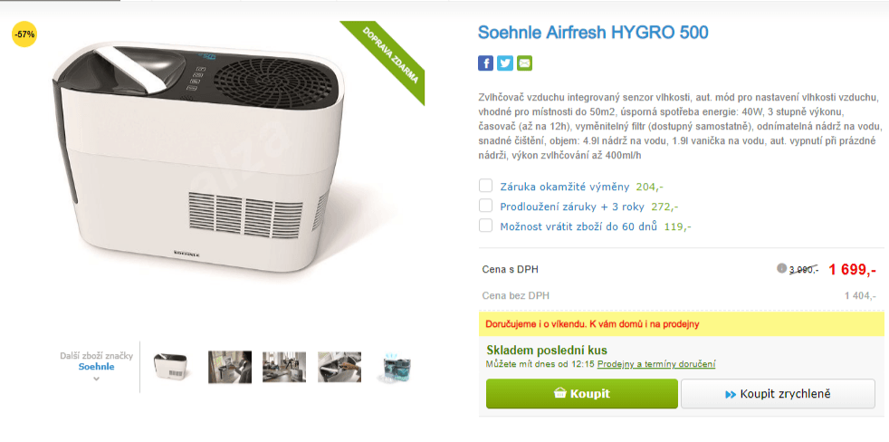 Zvlhčovač vzduchu Soehnle Airfresh HYGRO 500