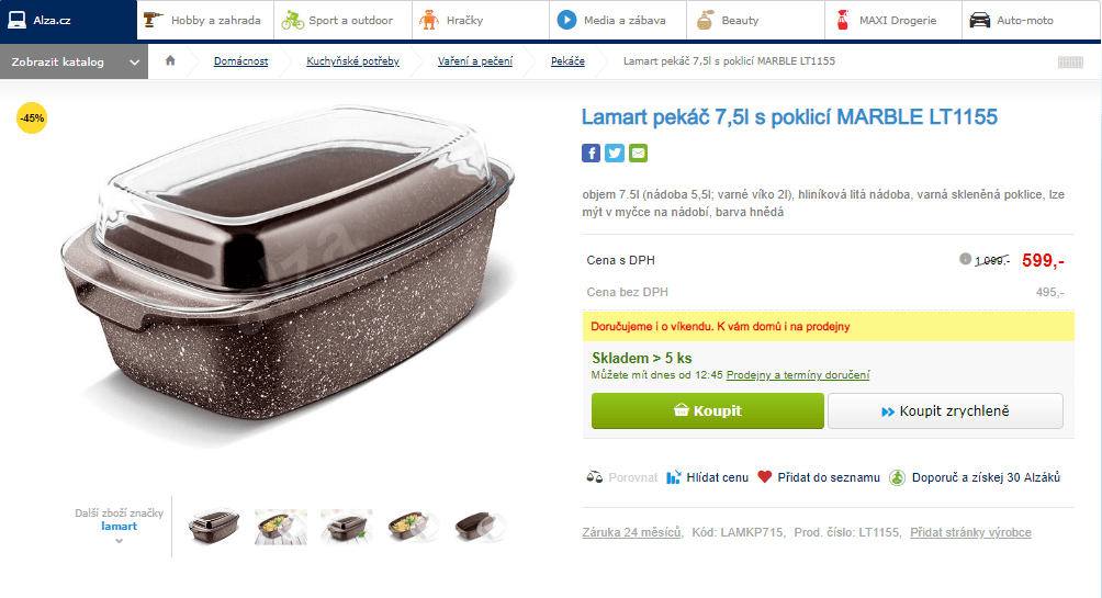 Pekáč s poklicí Lamart Marble 7,5l