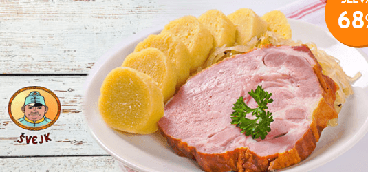 400g uzené krkovice s bramborovým knedlíkem a zelí