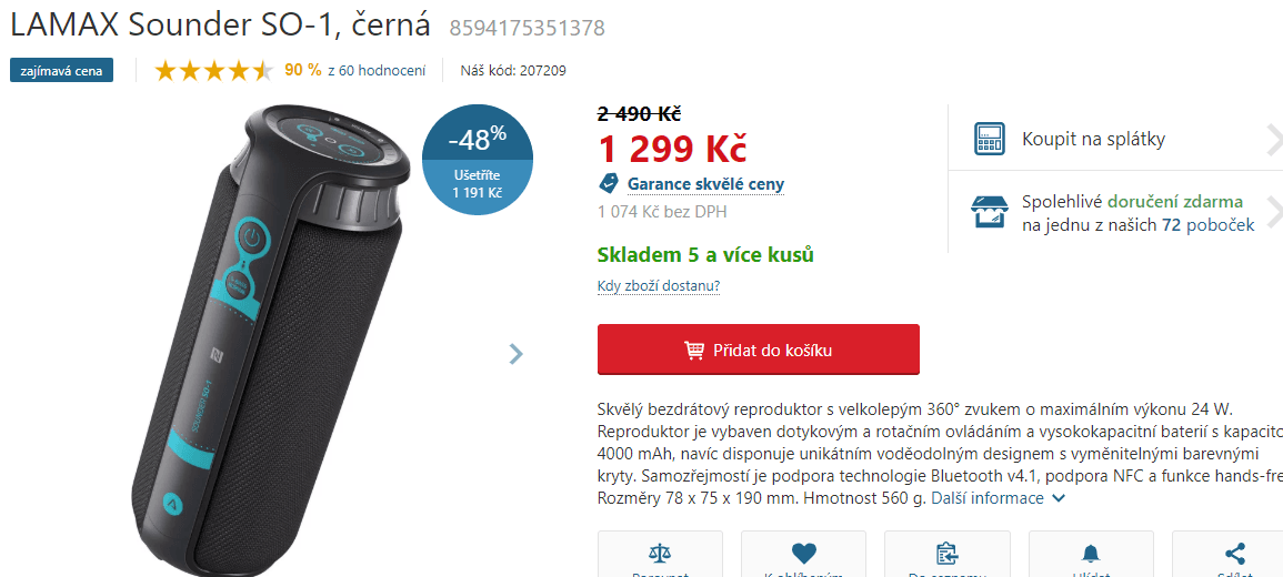 BT reproduktor LAMAX Sounder, 360°
