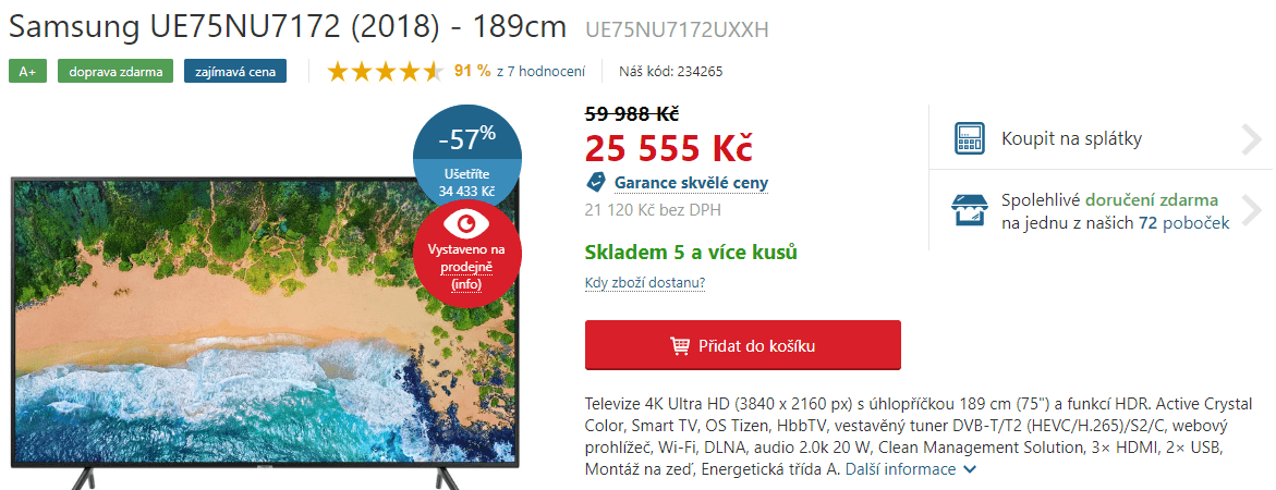 Ultra HD Smart TV, HDR, 189cm, Samsung