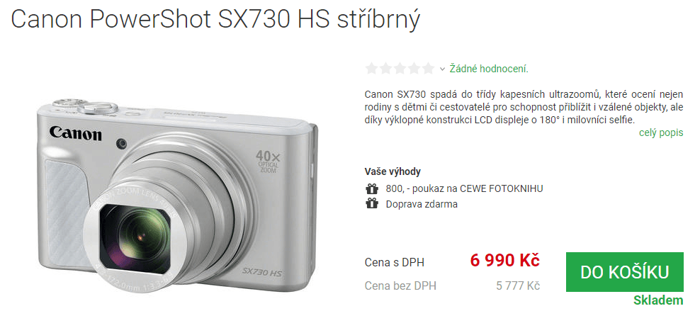 Canon, 20,3MPx, 80x zoom, Wifi, NFC, BT