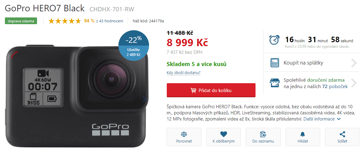 Akční kamera GOPRO HERO7 Black