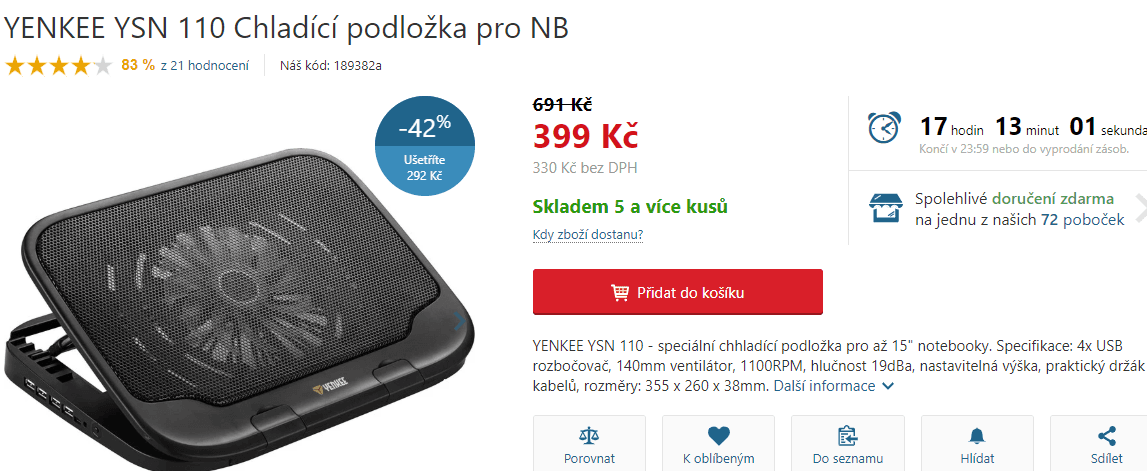 Chladící podložka pro ntb Yenkee YSN 110